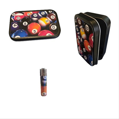 Personalised 1oz Metal Tobacco Tin With Matching Clipper Lighter