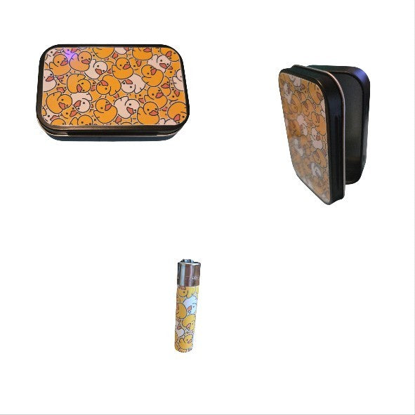 Personalised 1oz Metal Tobacco Tin With Matching Clipper Lighter