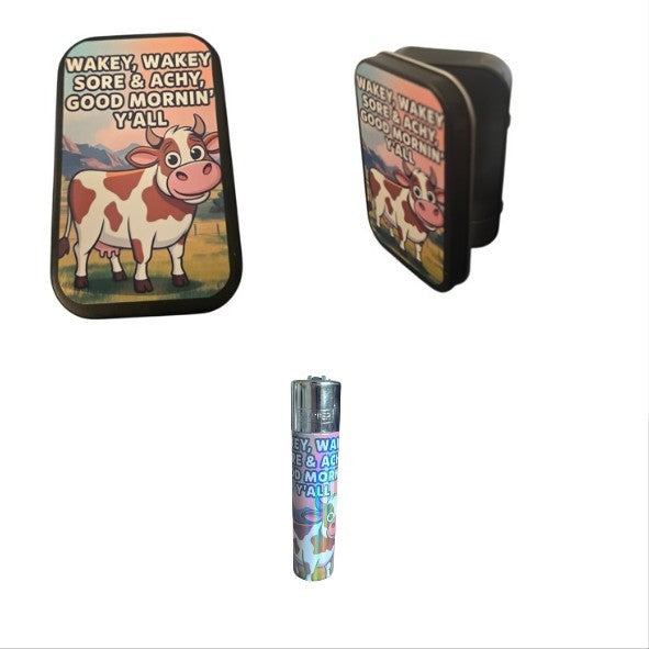 Personalised 1oz Metal Tobacco Tin With Matching Clipper Lighter