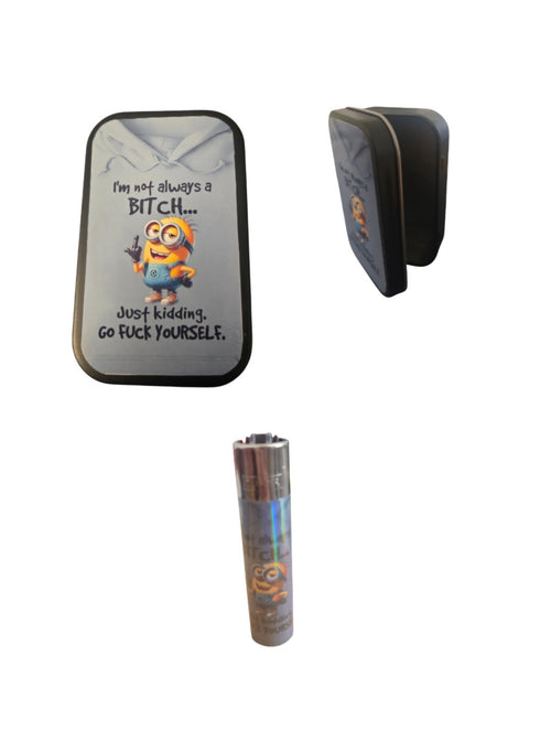 Personalised 1oz Metal Tobacco Tin With Matching Clipper Lighter
